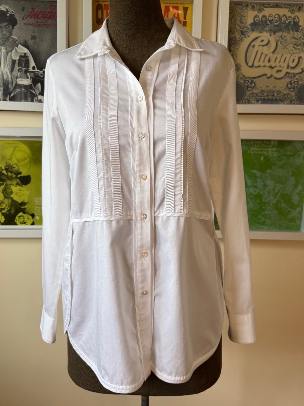 Brooks Brothers White Tuxedo Pintuck Shirt | Tailored Button-Up | Quiet Luxury |